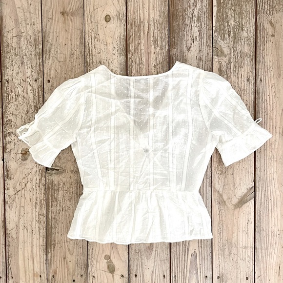 Madewell Tie-Sleeve Polka Dot Wrap Top - Picture 5 of 8